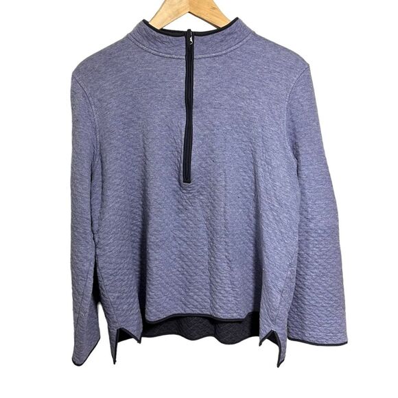 J. Jill Sweaters - J. Jill Fit Womens Sz L Blue Half Zip Quilted Pullover Sweater Cotton Blend